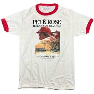 Cincinnati Reds 1985 Pete Rose Breaks The Record Vintage Ringer T-shirt